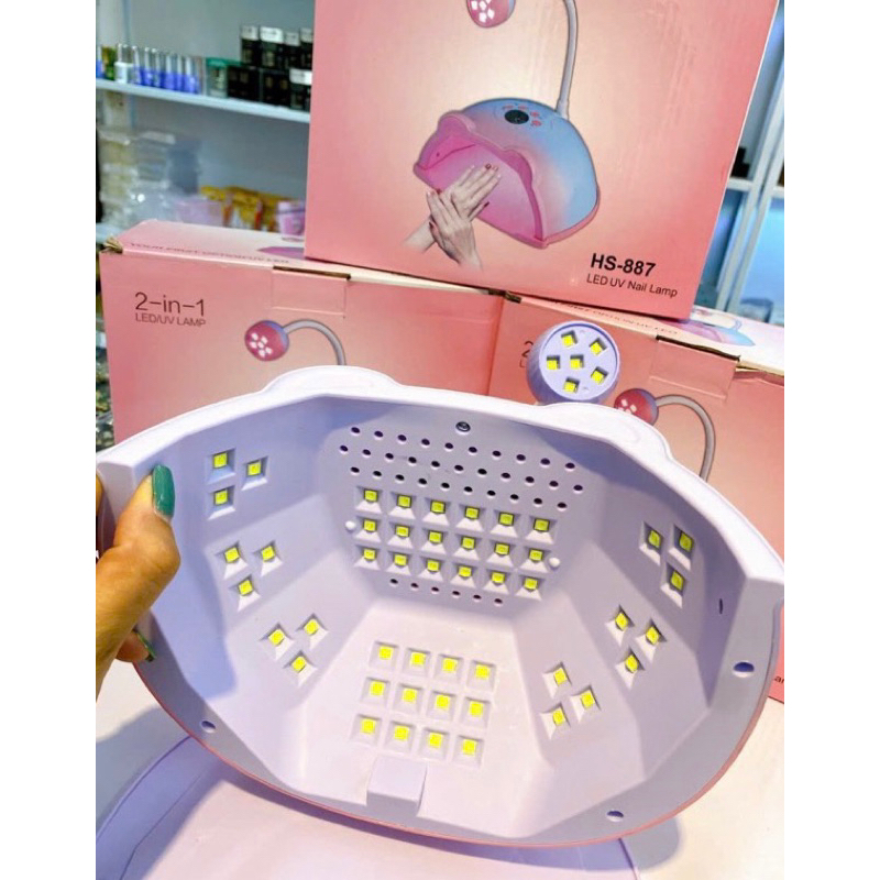Máy hơ móng 2 trong 1 48w, máy hơ gel 2 chế độ 2in1 tai mèo có đèn hơ mini tùy chỉnh xoay 360