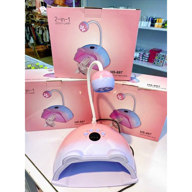 Máy hơ móng 2 trong 1 48w, máy hơ gel 2 chế độ 2in1 tai mèo có đèn hơ mini tùy chỉnh xoay 360