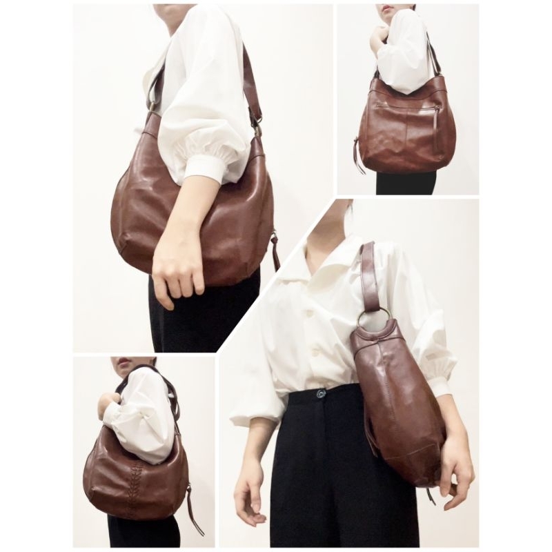 Túi xách/đeo chéo TIME AND TRU vnxk Time and Tru Women's Piper Faux Leather Hobo Handbag Brown