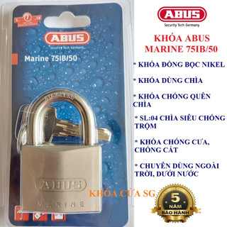 Khóa dùng ngoài trời chống gỉ sét abus marine 75ib/50 - bh 5 năm