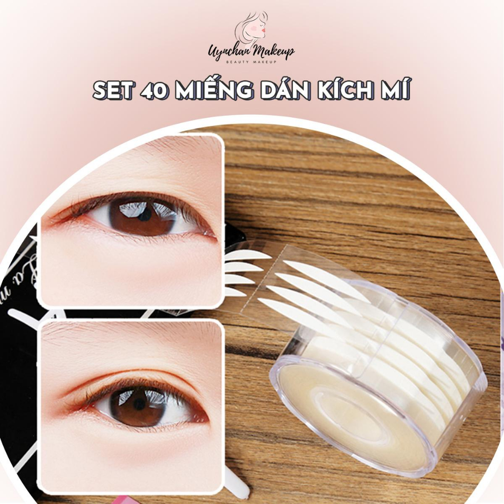 Miếng dán kích mí vân lưới siêu tàng hình set 40 cái dán tạo mí ren giúp đôi mắt to tròn tự nhiên Yasan