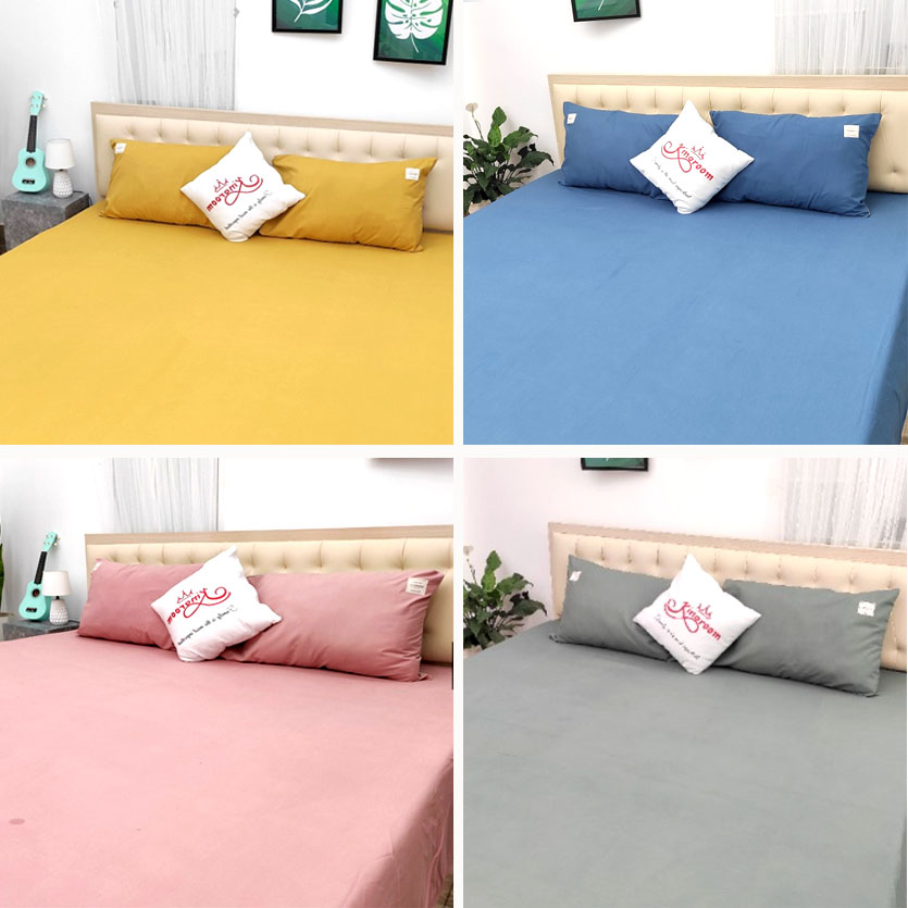 Bộ ga gối 3 món vải cotton đủ màu 920 Shop Kingroom chuyên ga nệm đủ kích thước