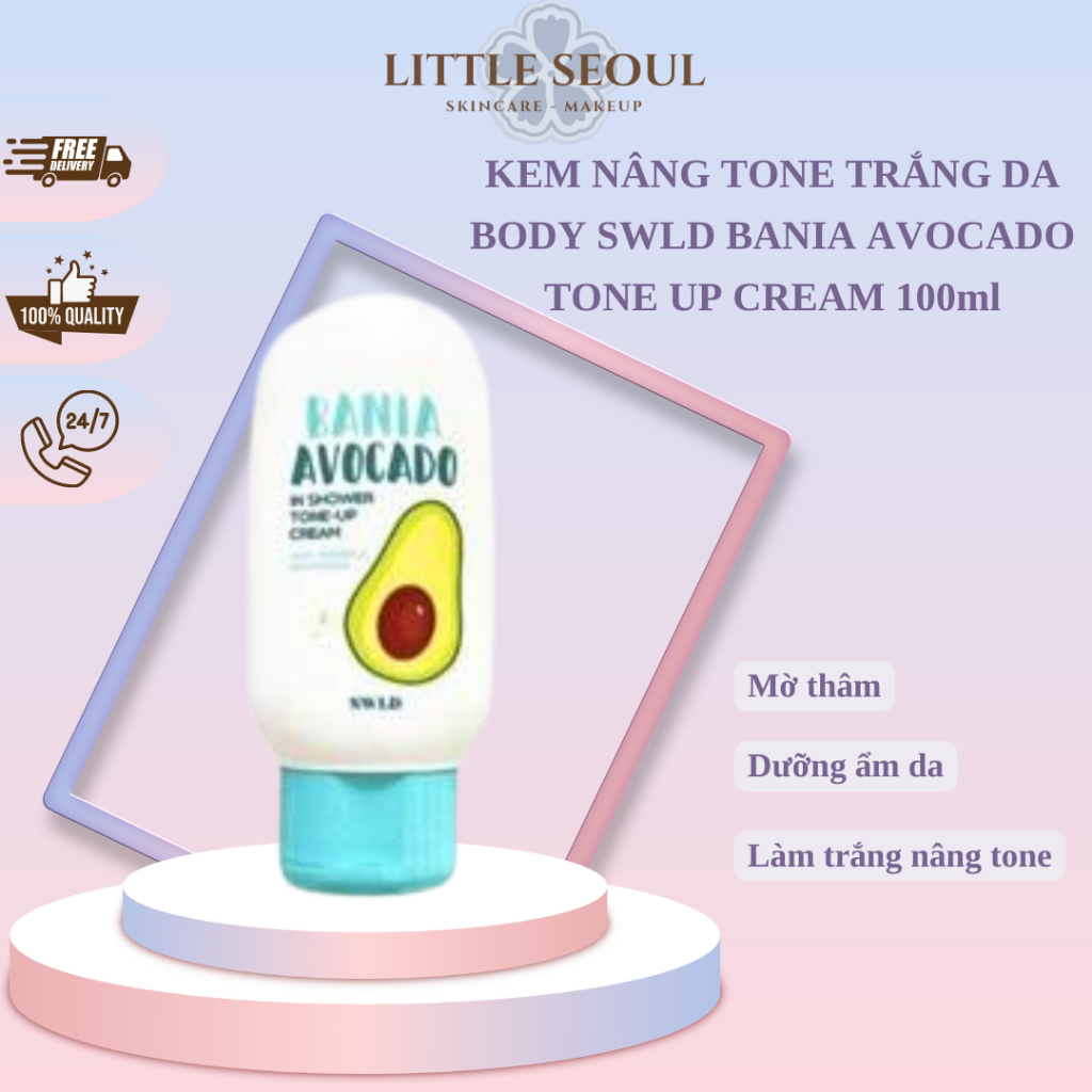 Kem nâng tone trắng da body chiết xuất bơ Swld Bania Avocado In Shower Tone-Up Cream 100ml