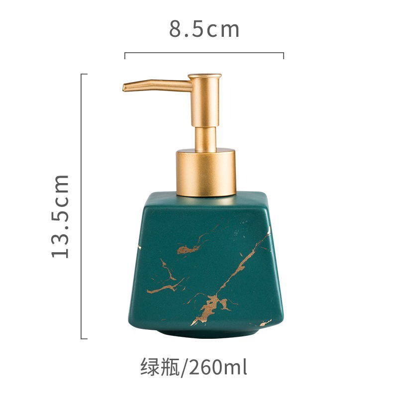 Bình Đựng Dầu Gội Vuông, Chai Đựng Nước Rửa Tay Sữa Tấm Bằng Gốm Sứ Sang Trọng 260Ml