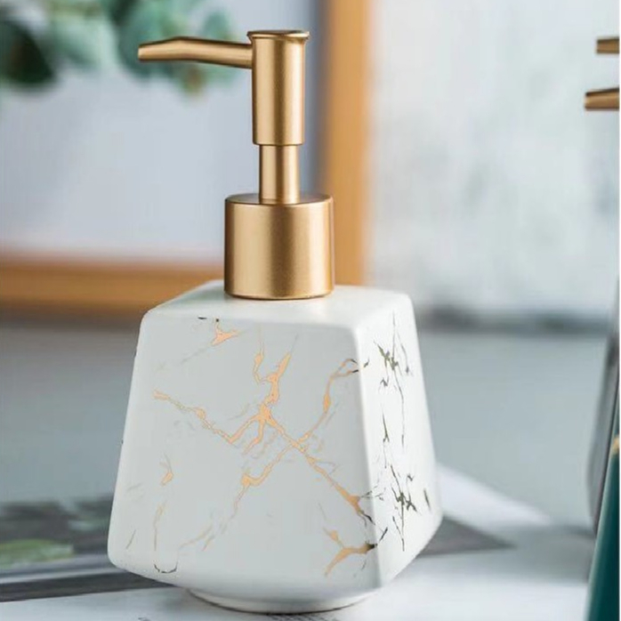 Bình Đựng Dầu Gội Vuông, Chai Đựng Nước Rửa Tay Sữa Tấm Bằng Gốm Sứ Sang Trọng 260Ml