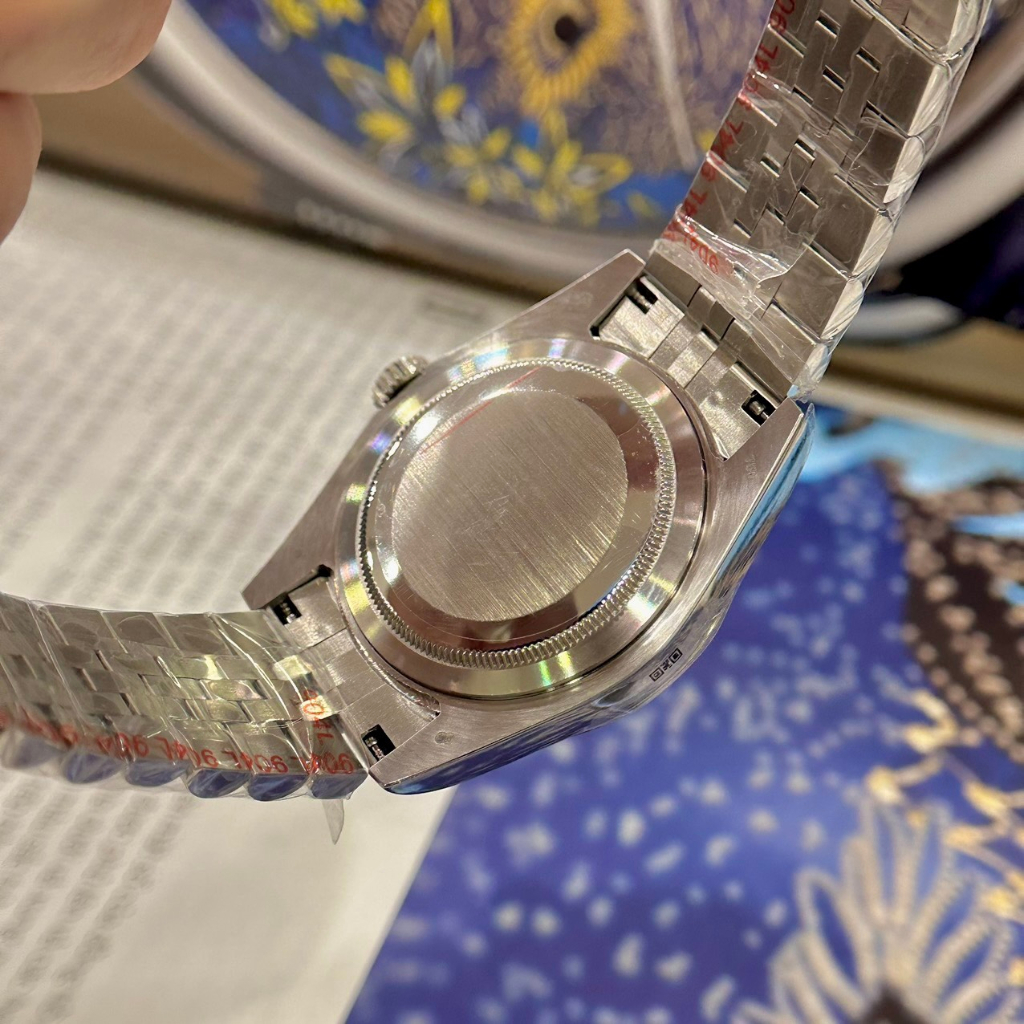 Đồng hồ Nam Rolex 3kim 1 lịch mặt xanh vi tính máy nhật chạy cơ Automatic size 38mm -41mm vỏ trắng