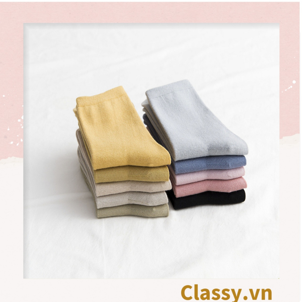 Combo 2 đôi tất cotton cổ cao Classy trơn nhiều màu G1401