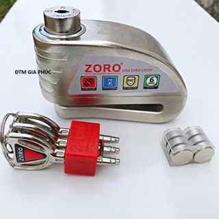 Khóa Đĩa Xe Máy Chống Trộm ZoRo/Alarm - Có Còi Hú Báo Động - Khoá Phanh Đĩa Xe Điện/Đạp Có Thắng Đĩa Là Dùng Được