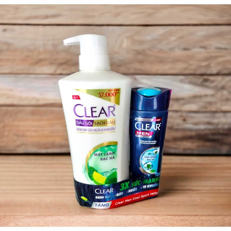 Dầu Gội CLEAR Bạc Hà Mát Lạnh ( chai 630g tặng 1 Clear Men 140g)