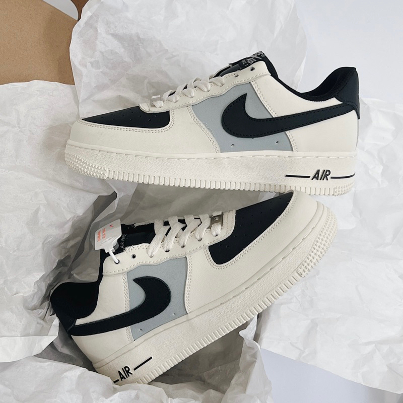 JDK STORE_Giày Sneaker Nik AF1 Custom White Black Blue (Mũi Đen)