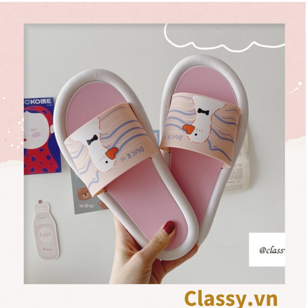 Dép nam nữ quai ngang đế dày, chất liệu PVC, in hình hoạt hình dễ thương thích hợp mang trong nhà và ngoài trời G1121
