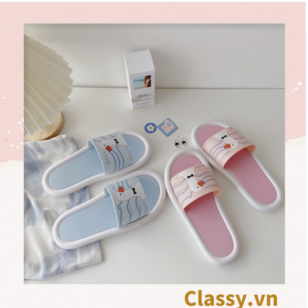 Dép nam nữ quai ngang đế dày, chất liệu PVC, in hình hoạt hình dễ thương thích hợp mang trong nhà và ngoài trời G1121