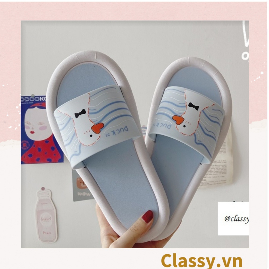 Dép nam nữ quai ngang đế dày, chất liệu PVC, in hình hoạt hình dễ thương thích hợp mang trong nhà và ngoài trời G1121