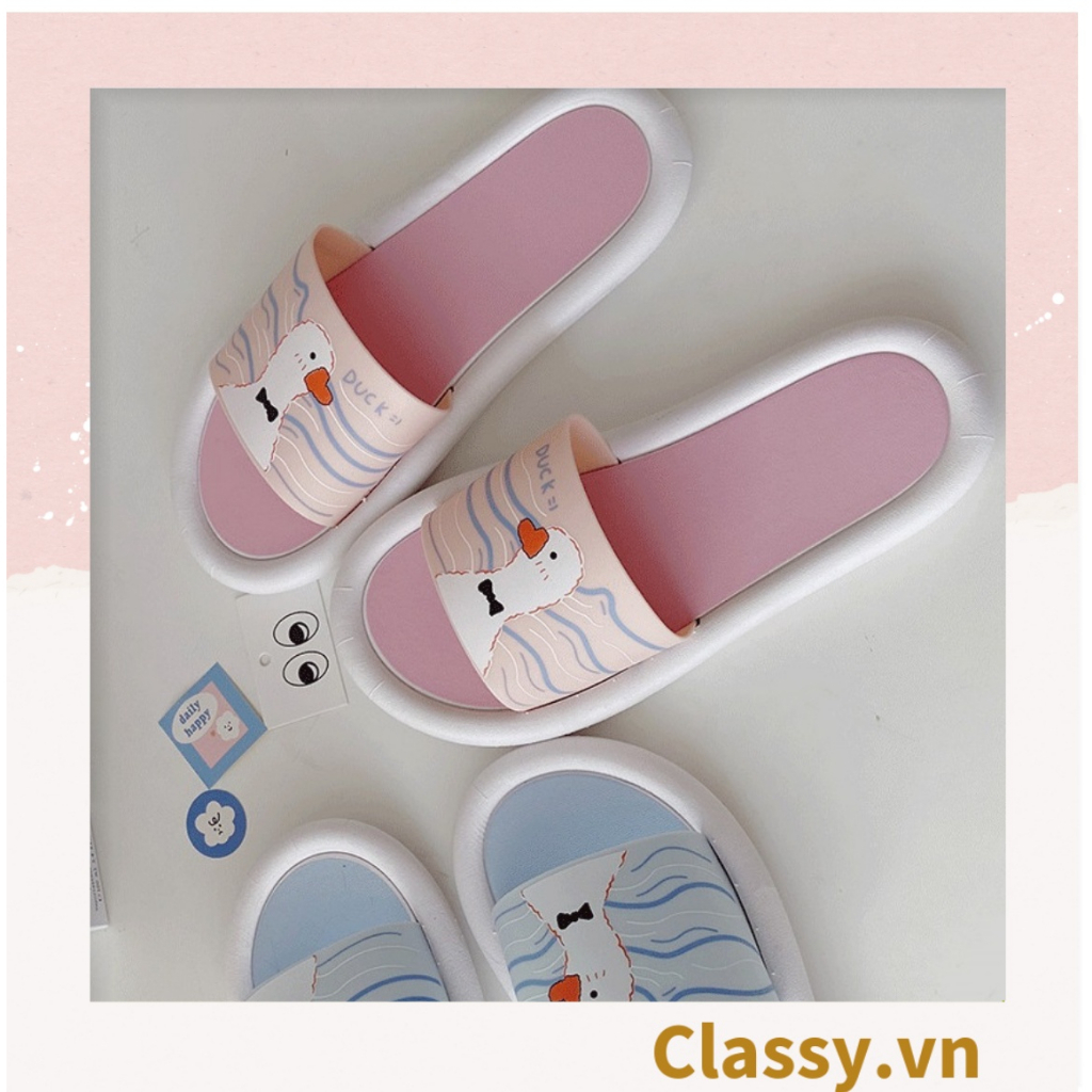Dép nam nữ quai ngang đế dày, chất liệu PVC, in hình hoạt hình dễ thương thích hợp mang trong nhà và ngoài trời G1121