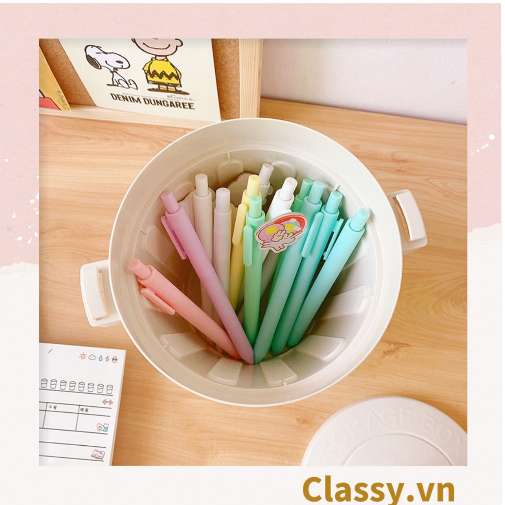 Thùng rác mini Classy , hộp đựng nhỏ hình chiếc xô để bàn học bàn làm việc có nắp đậy tiện lợi màu ghi PK639