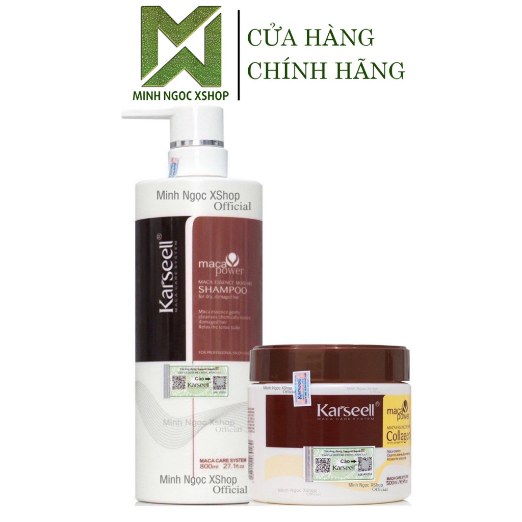 Dầu gội, kem ủ tóc phục hồi siêu mượt Karseell Maca Care System 500ML + 800ML