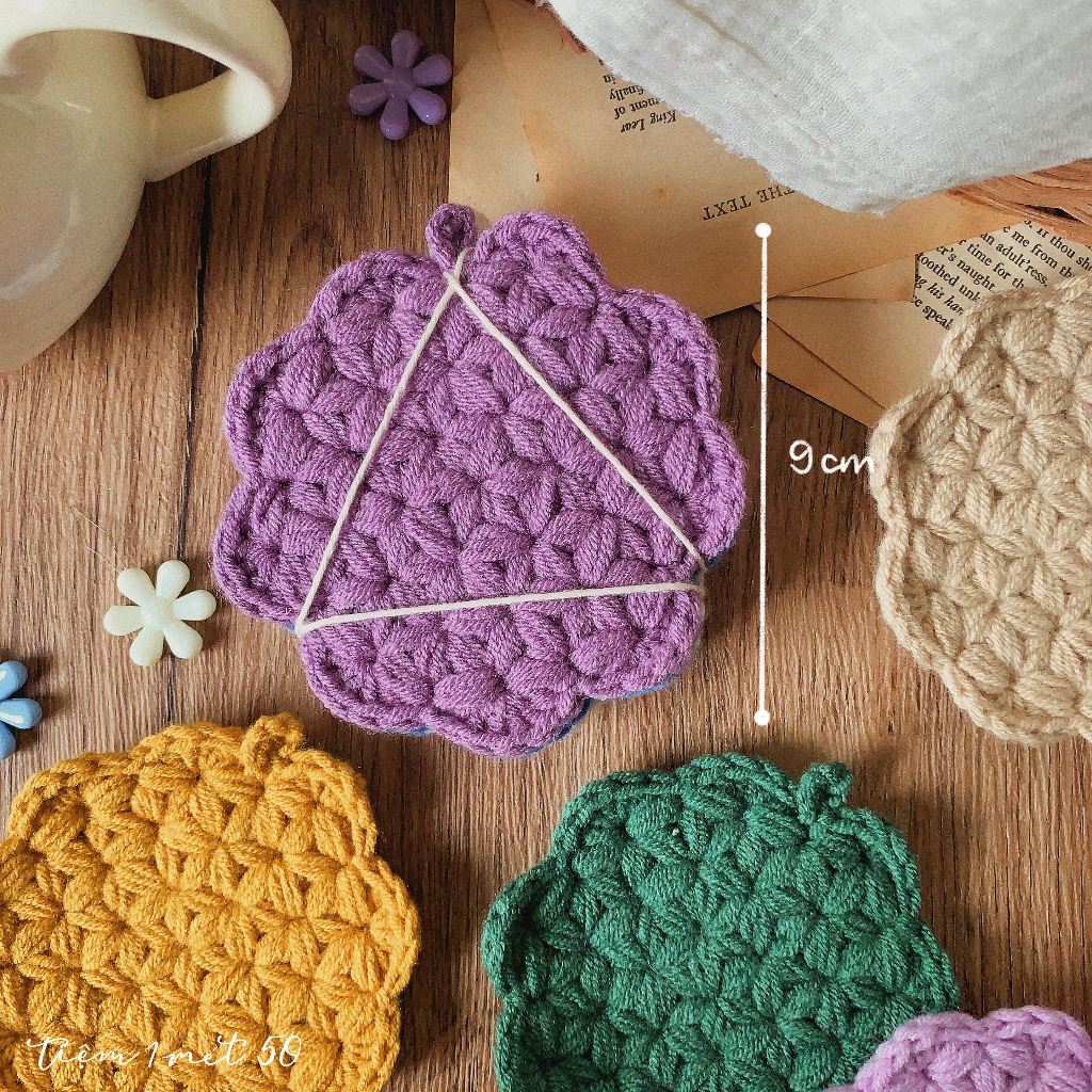 Lót ly móc len Tứ Sắc