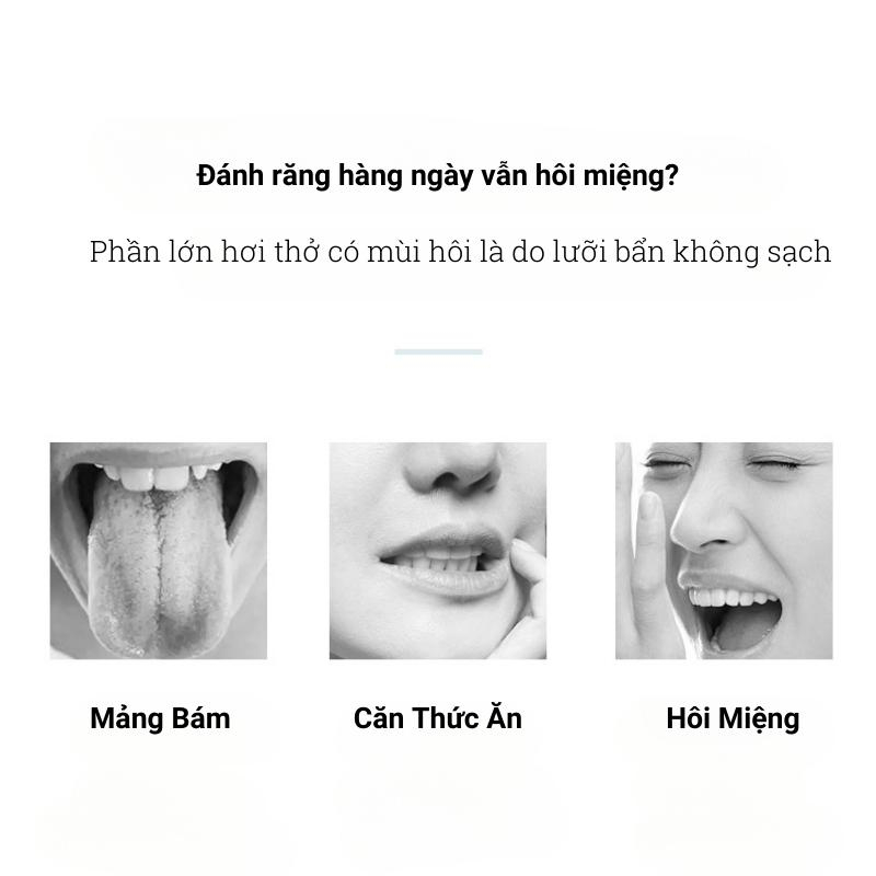 Bàn Chải Lưỡi Silicone + Gel Vệ Sinh Lưỡi Vị Đào & Bạc Hà Thơm Mát Tiêu