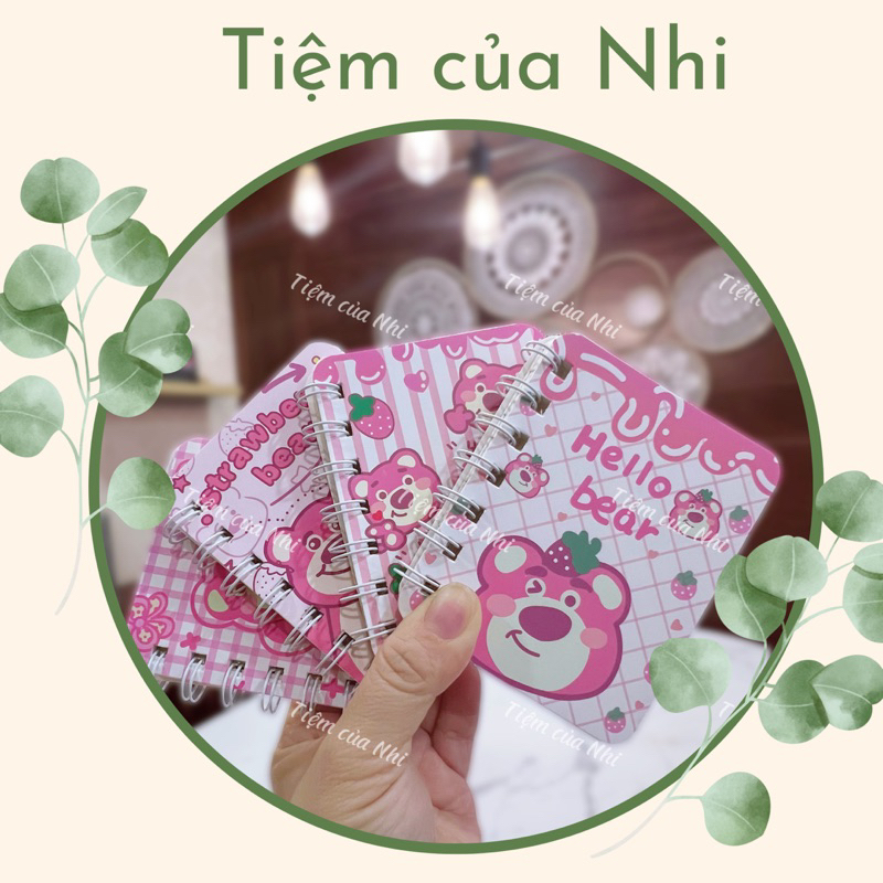 SỔ TAY MINI LÒ XO GẤU DÂU LOTSO