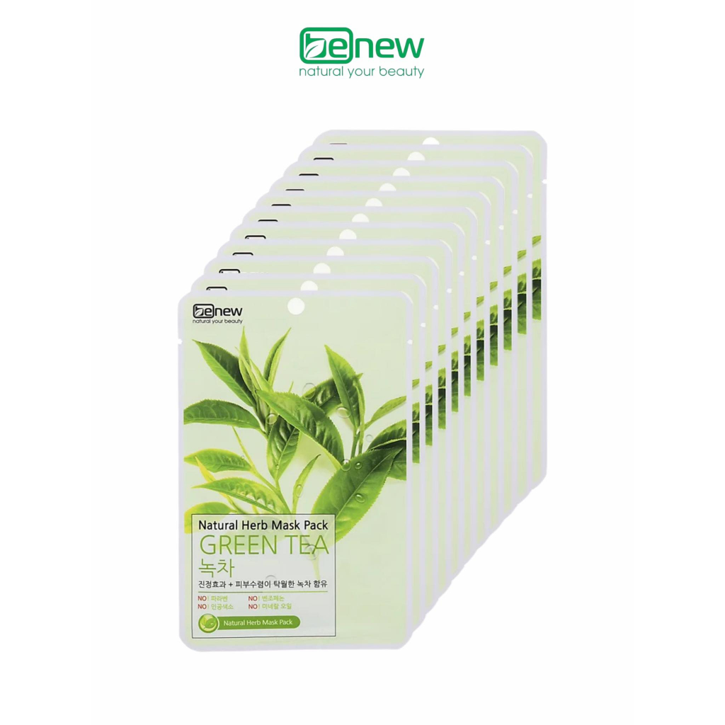 Bộ 10 miếng mặt nạ trà xanh Benew Natural Herb Mask Pack Green Tea 22ml