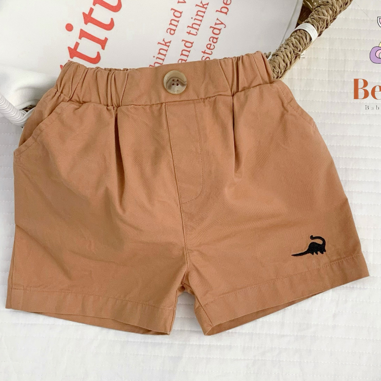 Quần short kaki Bigbaby họa tiết khủng long, lưng thun co giản cho bé 8-21KG