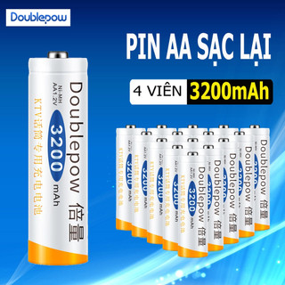 Bộ 2 viên pin sạc khô doublepow 3200mah sạc lại tiện lợi 2023