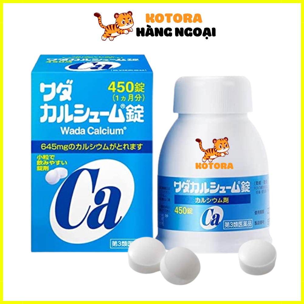 Viên uống bổ sung Canxi Wada Calcium Nhật Bản 450 viên cho bà bầu, trẻ em, người già, phụ nữ cho con
