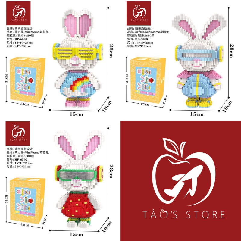 Bộ Láp Ráp Thỏ (1 bộ 3 bé) size 28cm