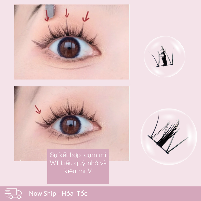 Mi Giả Tách Sợi, Mi nối, Mi Chùm Phong Cách Chữ A, Chữ V, Tự Nhiên Tự Nối Tại Nhà 3Dòng mã W10