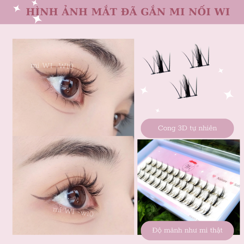 Mi Giả Tách Sợi, Mi nối, Mi Chùm Phong Cách Chữ A, Chữ V, Tự Nhiên Tự Nối Tại Nhà 3Dòng mã W10