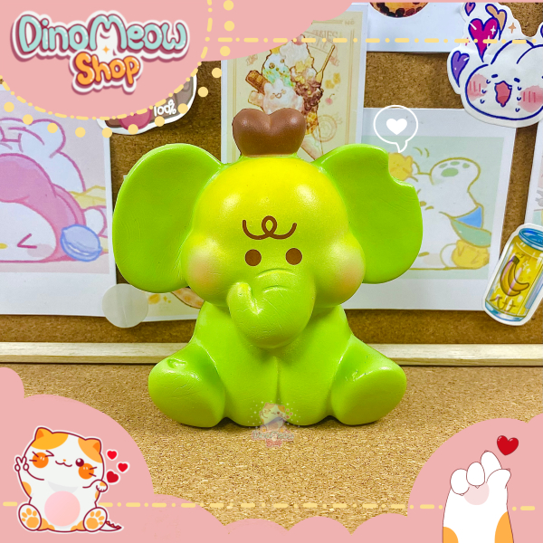 Squishy cỡ trung - Voi táo xanh đáng yêu, mềm, chậm tăng