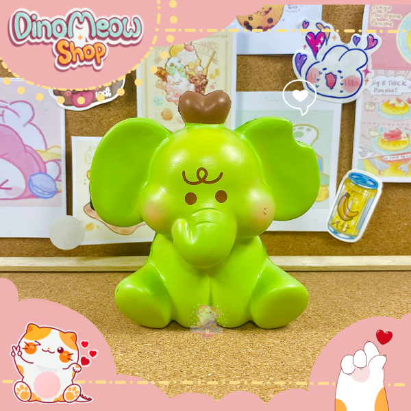 Squishy cỡ trung - Voi táo xanh đáng yêu, mềm, chậm tăng
