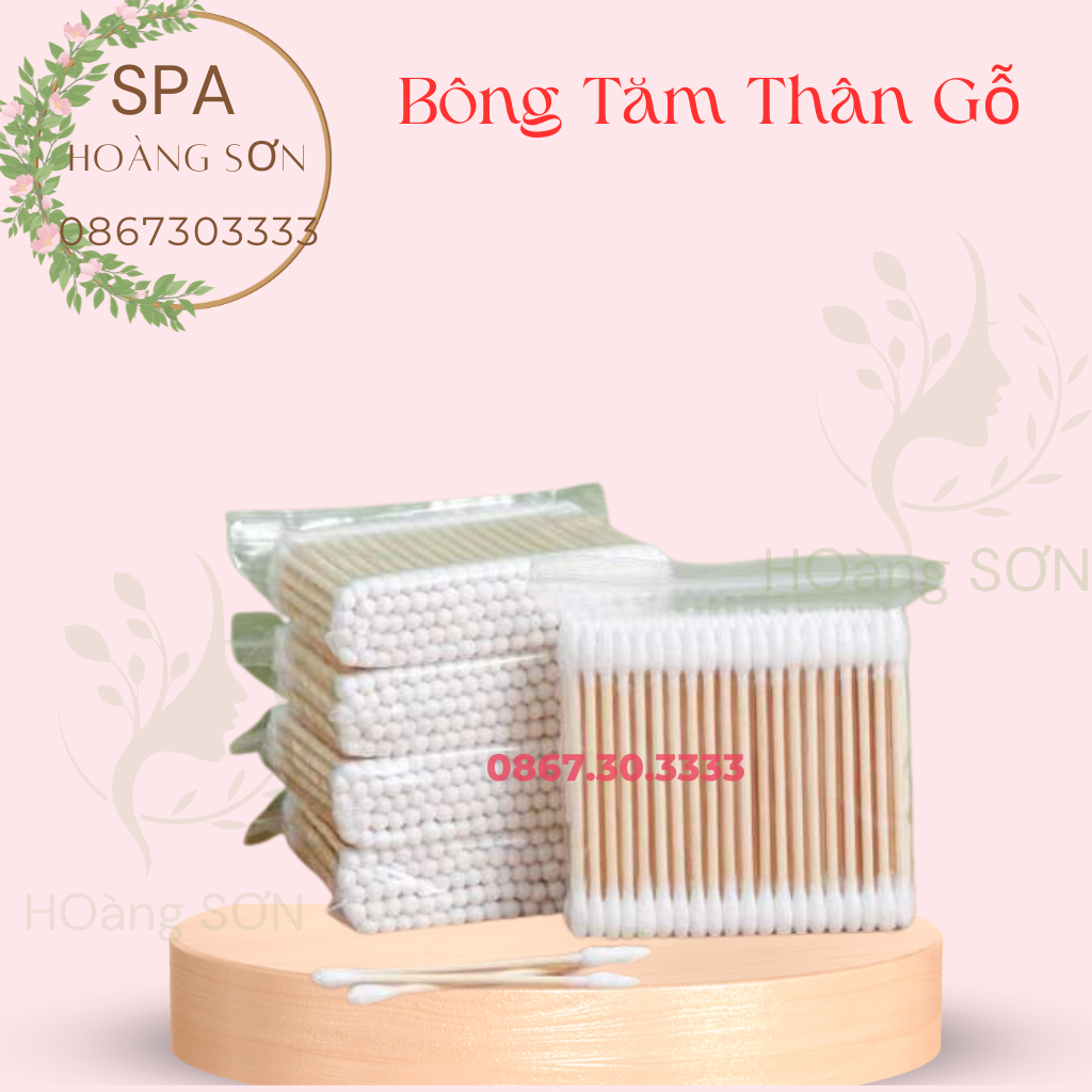 ( Lẻ ) 1 Gói Bông Tăm Thân Gỗ 100 Cái Spa TMV