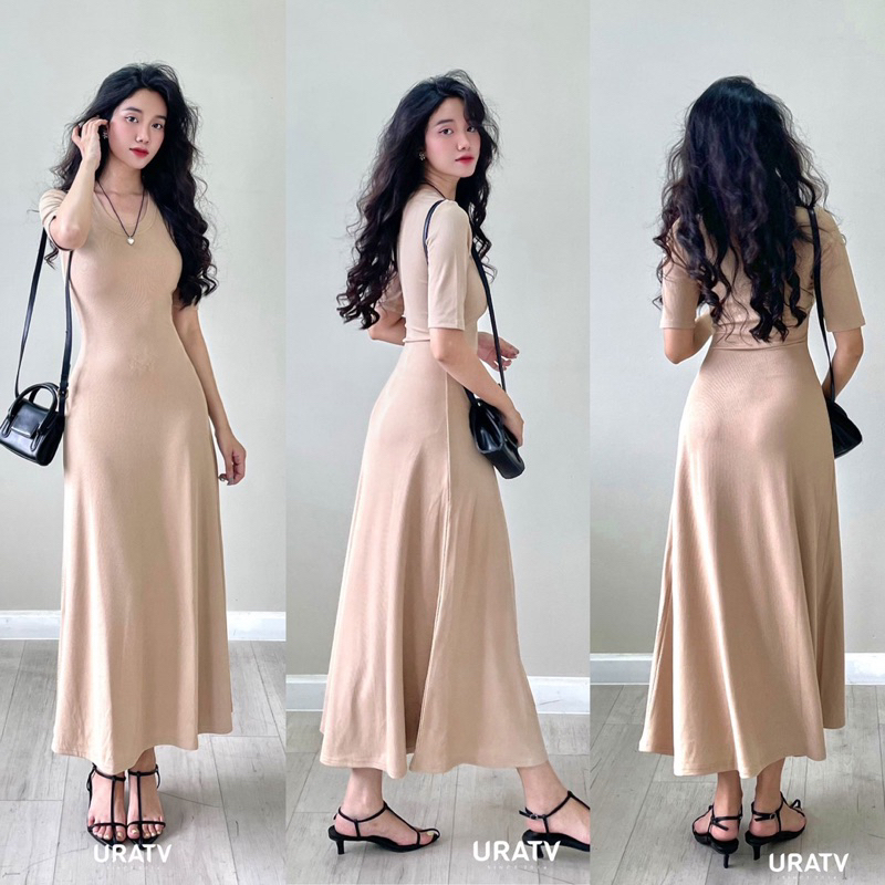 [CÓ SẴN-ẢNH THẬT] Đầm midi xòe tay lửng Uratv