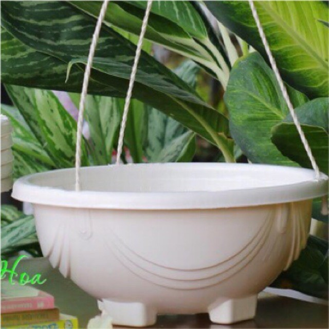 Chậu chảo nhựa treo dây xích trồng hoa, cây cảnh  KT 29x15cm