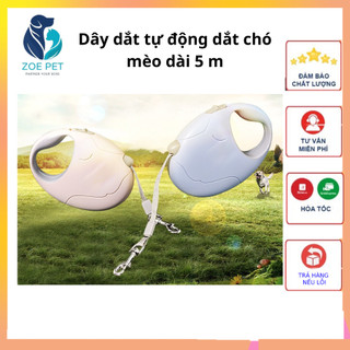 Dây dắt tự động cho chó mèo, dây dài 5m, nhựa ABS bền chắc chắn