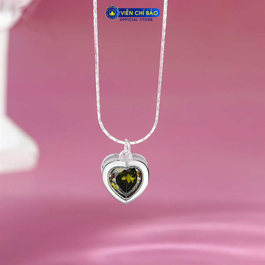 Dây chuyền bạc nữ trái tim đá sang chảnh chất liệu bạc Ý 925 thời trang phụ kiện trang sức Viễn Chí Bảo D000582