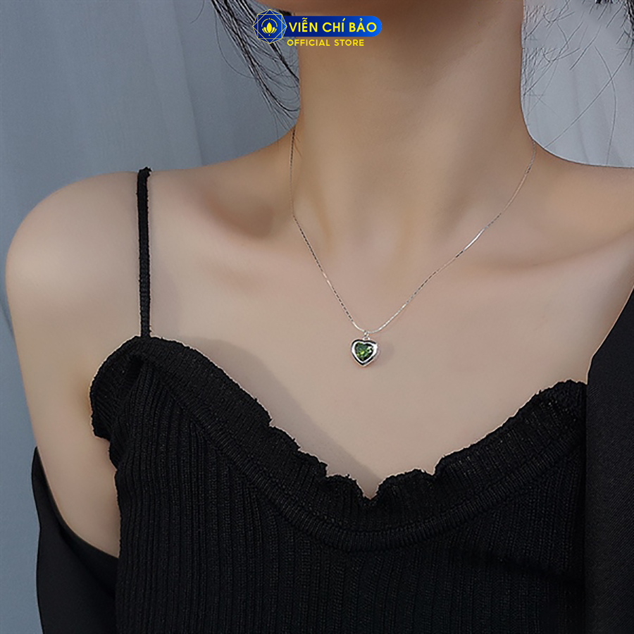 Dây chuyền bạc nữ trái tim đá sang chảnh chất liệu bạc Ý 925 thời trang phụ kiện trang sức Viễn Chí Bảo D000582