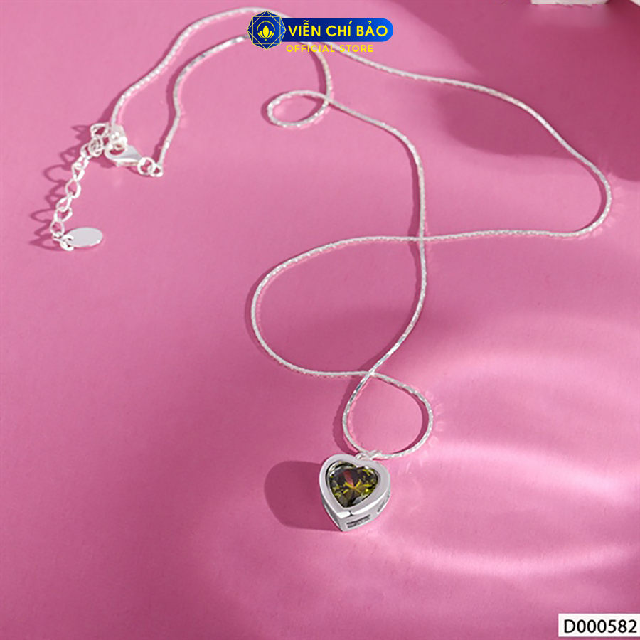 Dây chuyền bạc nữ trái tim đá sang chảnh chất liệu bạc Ý 925 thời trang phụ kiện trang sức Viễn Chí Bảo D000582