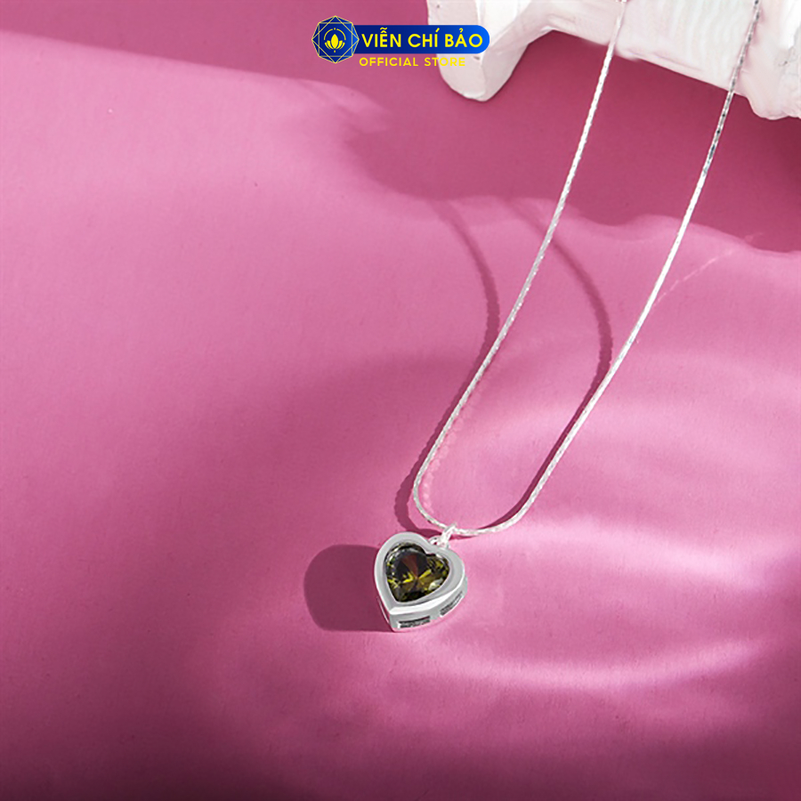 Dây chuyền bạc nữ trái tim đá sang chảnh chất liệu bạc Ý 925 thời trang phụ kiện trang sức Viễn Chí Bảo D000582