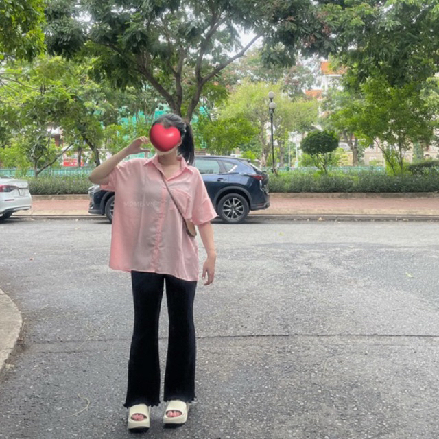 Sơ mi basic tay ngắn || vải đũi lạnh || dài 70cm Oversized - MOME.VN