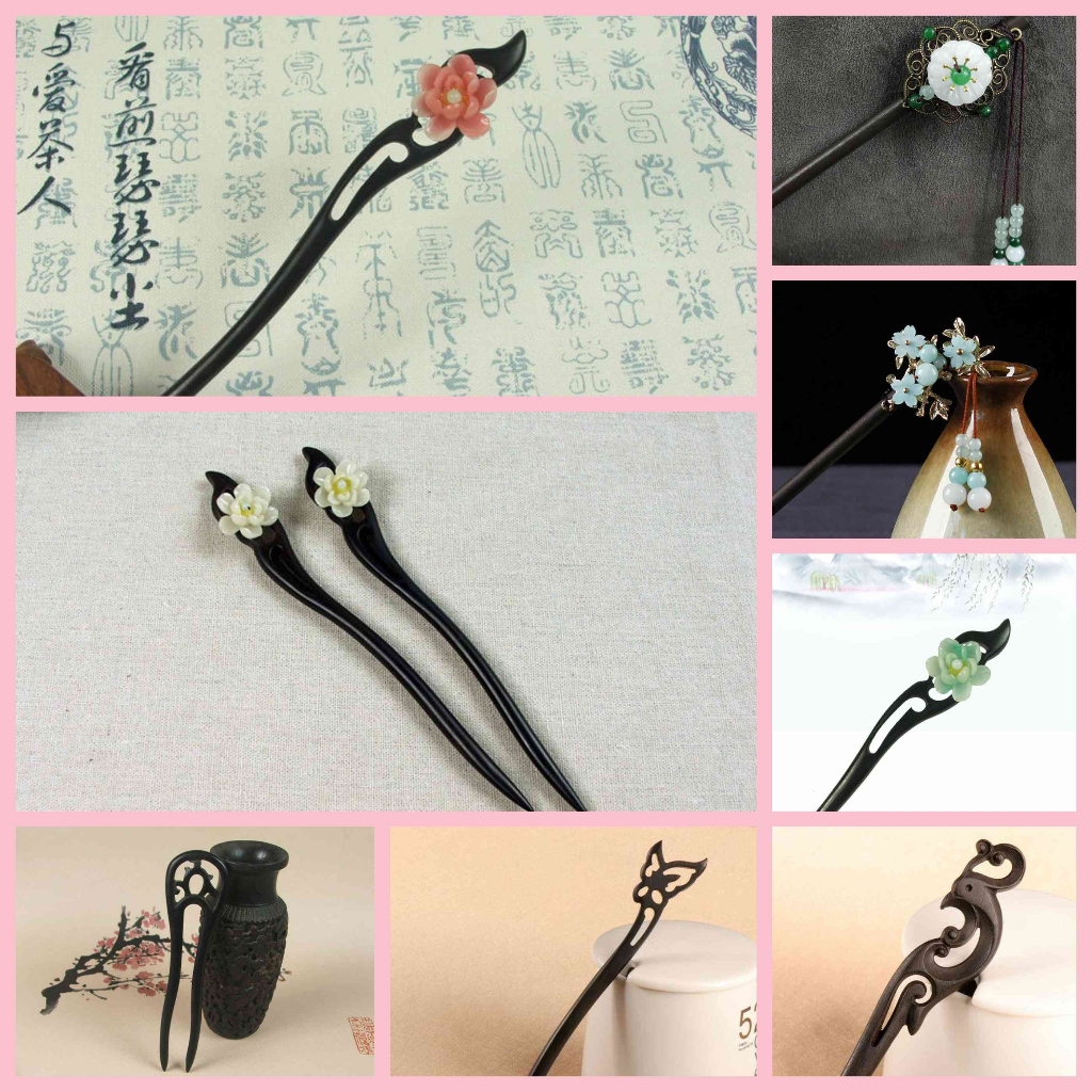 (Bản XỊN) Trâm gỗ cổ trang điêu khắc xinh xắn thiết kế tinh tế sang trọng cosplay phong cách Trung Quốc cổ đại