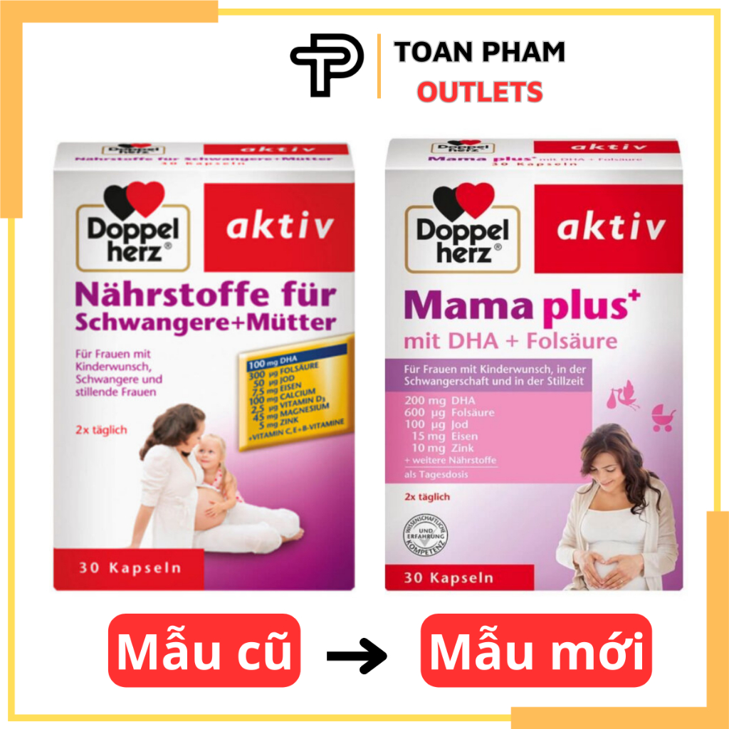 Vitamin tổng hợp cho bà bầu Mama Plus Do.ppel.herz / Hộp 30 Viên