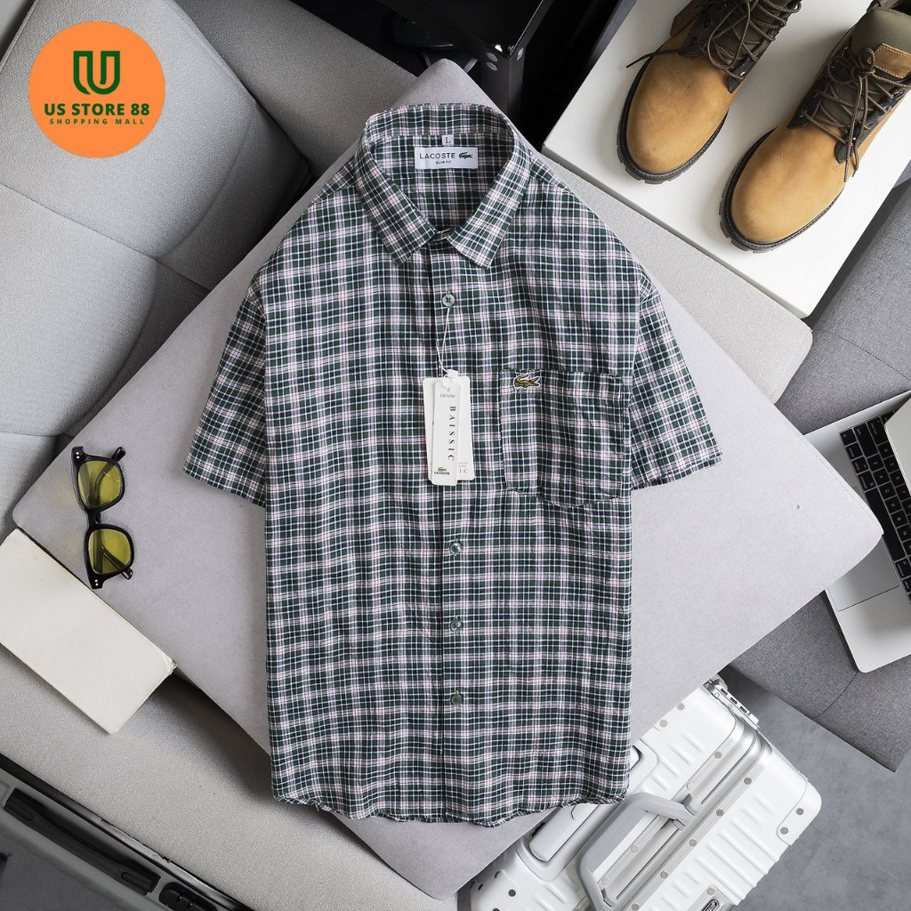 Áo sơ mi nam caro nhỏ ngắn tay LC, chất vải oxford cao cấp, ít nhăn, giá rẻ - Đẳng cấp thời trang nam