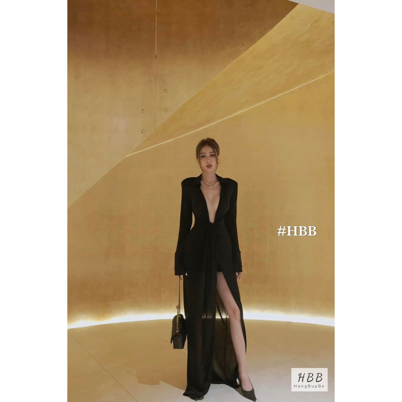 Váy nhũ cổ đức sẻ đùi kèm áo bra sang chảnh