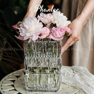 Bình hoa thủy tinh trụ vuông BH014