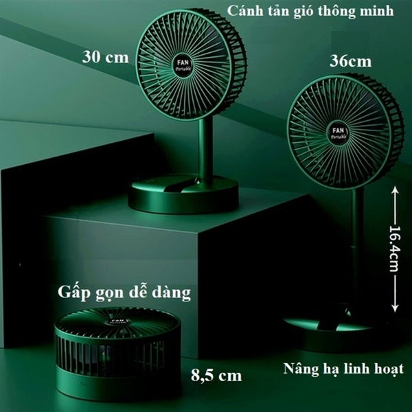 Quạt tích điện mini gập gọn tiện dụng