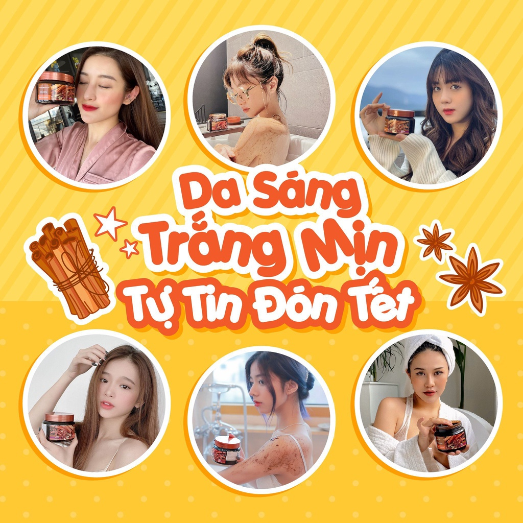 Tẩy Tế Bào Chết Body Quế Hồi Cafe Chính Hãng - Tẩy Da Chết Toàn Thân Săn Chắc Da Vitamin A E Panthenol Dưỡng Ẩm Da Dezy