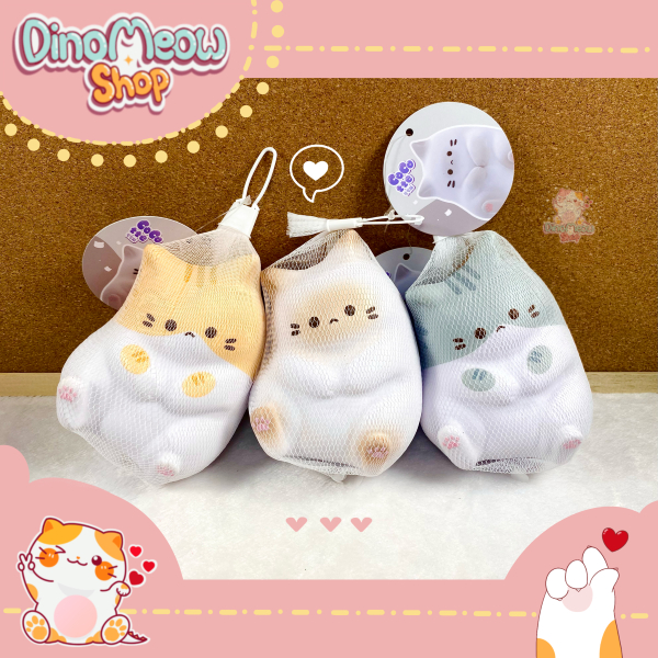 Squishy túi lưới - Mèo nghiêng 3 màu siêu dễ thương