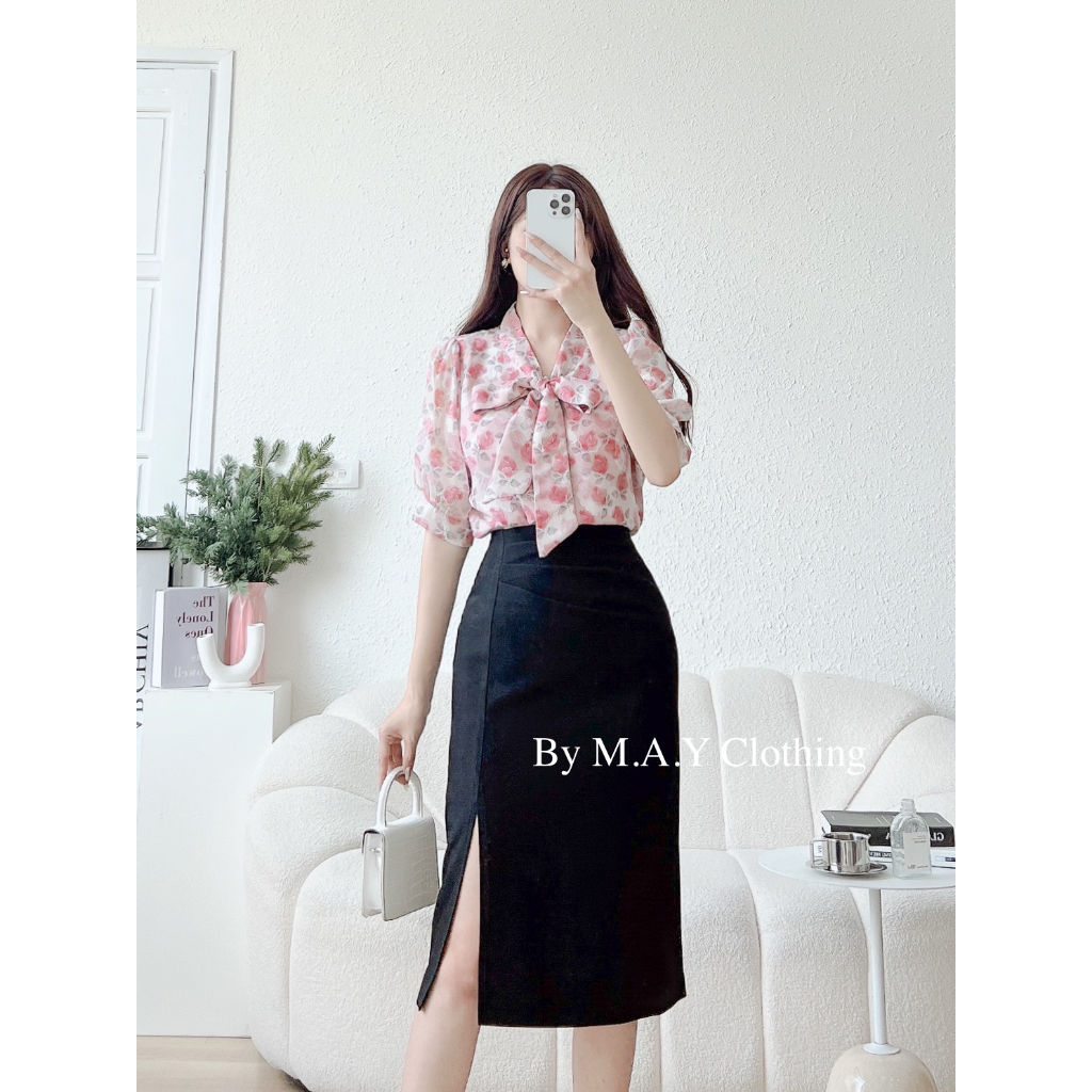 Chân váy công sở thiết kế xếp ly lệch một bên M.A.Y Clothing VHN089, chất liệu chéo Ý dày dặn, mềm mịn | BigBuy360 - bigbuy360.vn